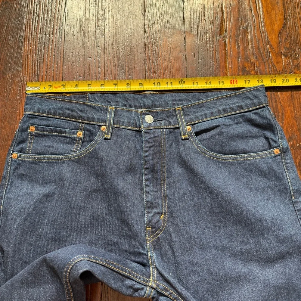 Levis 505 Jeans Mens 36x32 Blue Straight Leg Stretch Cowboy Biker -‎ EUC